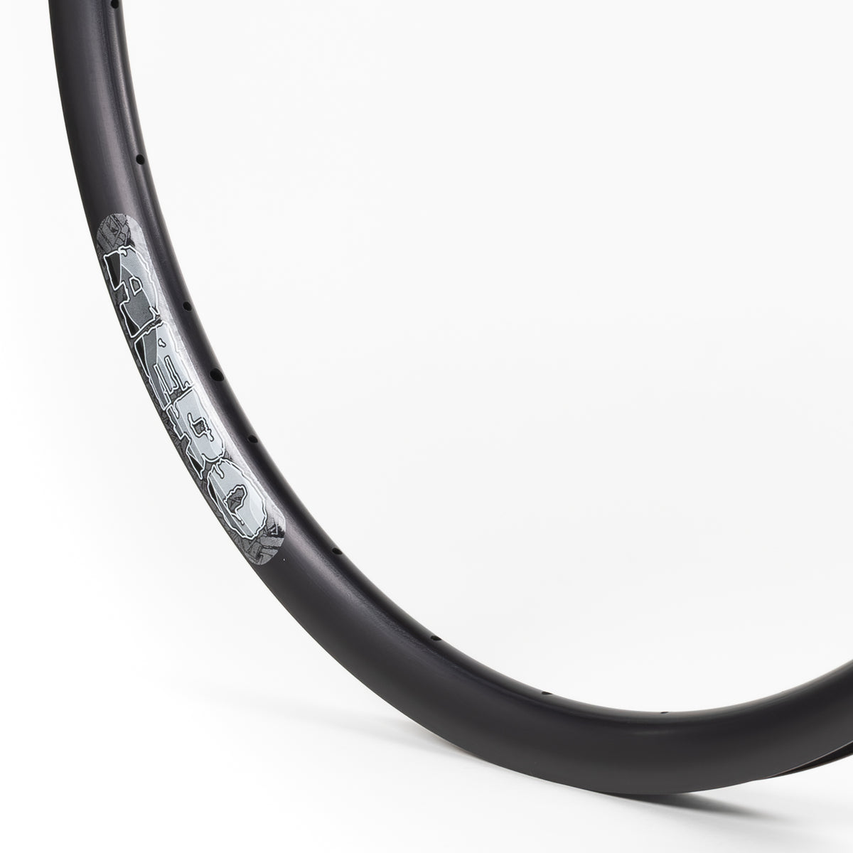 Velocity USA Aero Black bicycle rim, close-up shot on a white background