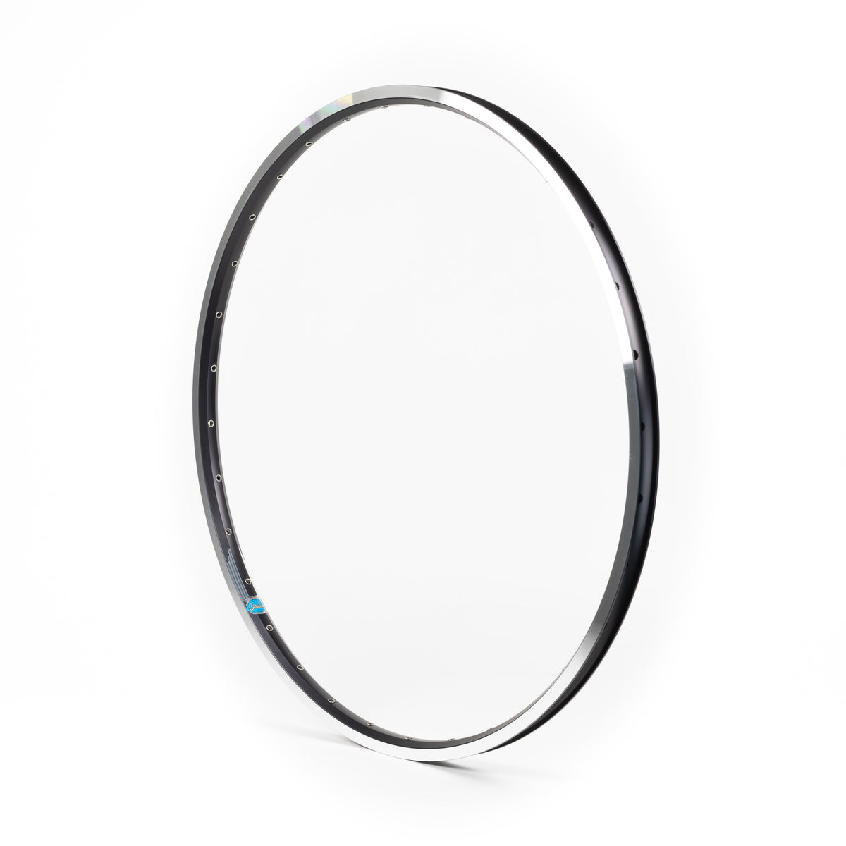 Velocity USA Atlas Black Machined Sidewall bicycle rim on a white background