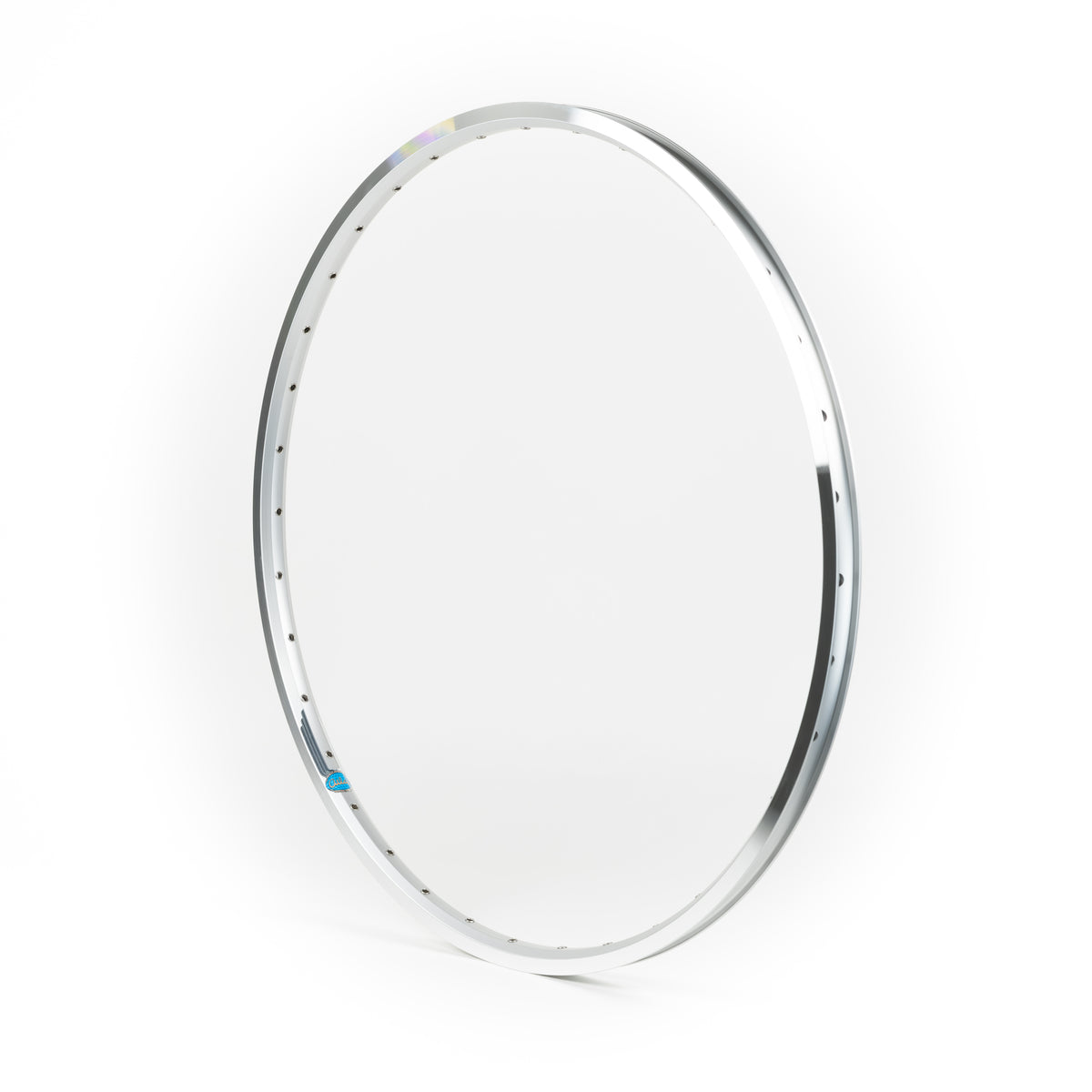 Velocity USA Atlas Silver Machined Sidewall bicycle rim on a white background
