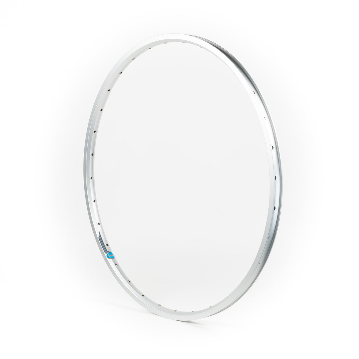 Velocity USA Atlas Silver bicycle rim on a white background