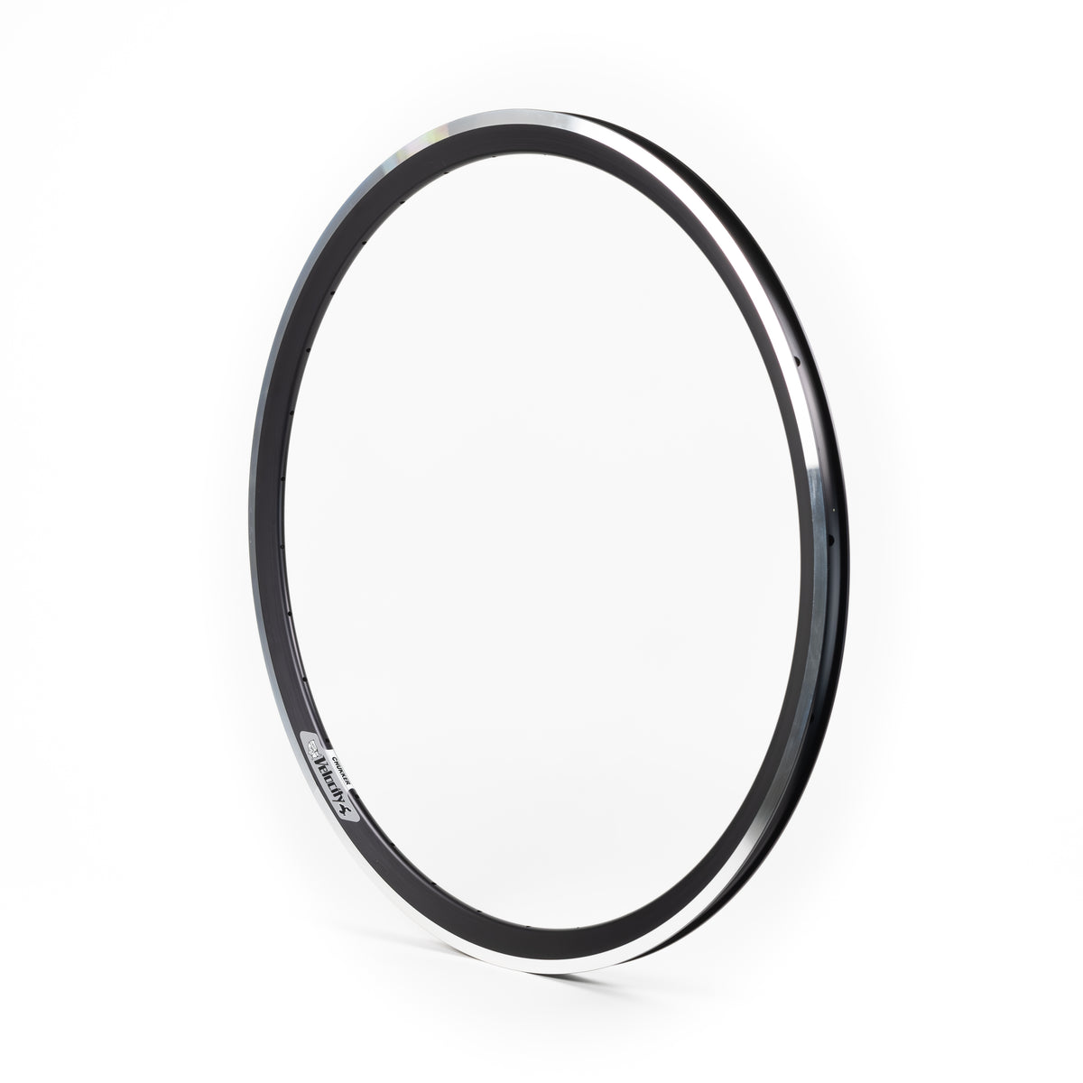 Velocity USA Chukker Black Machined Sidewall bicycle rim on a white background