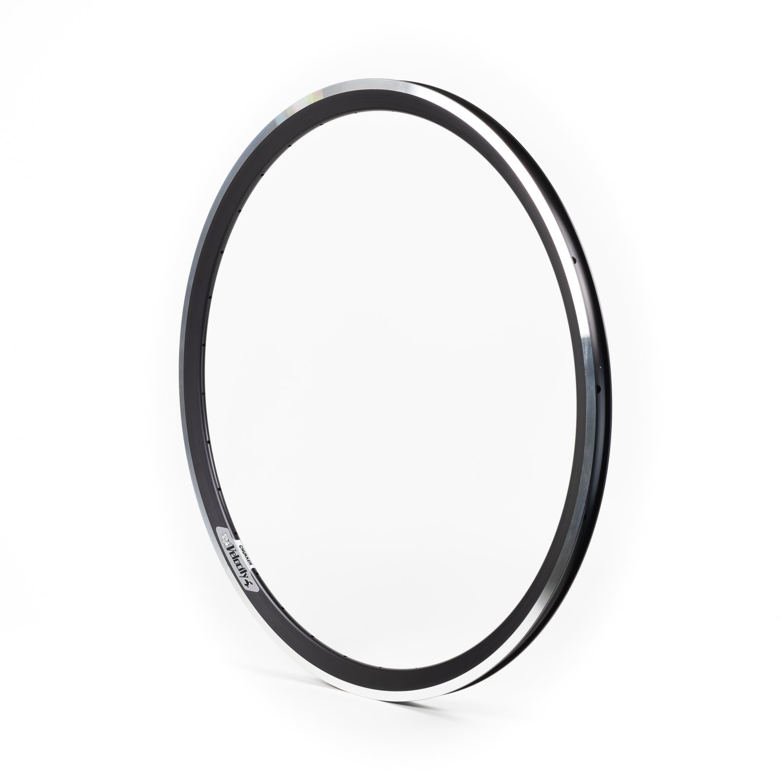 Velocity USA Chukker Black Machined Sidewall bicycle rim on a white background