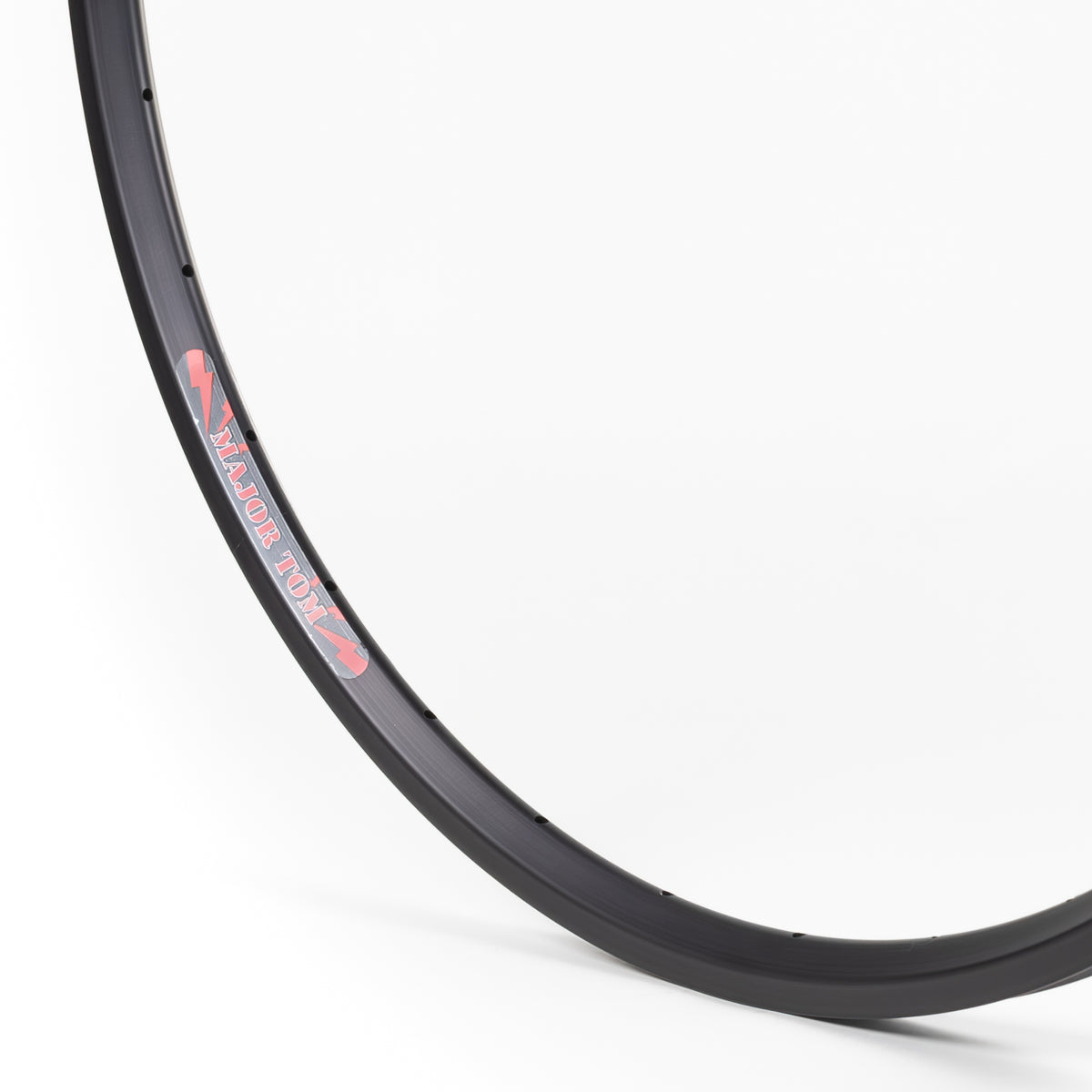 Velocity USA Major Tom Black bicycle rim, close-up shot on a white background