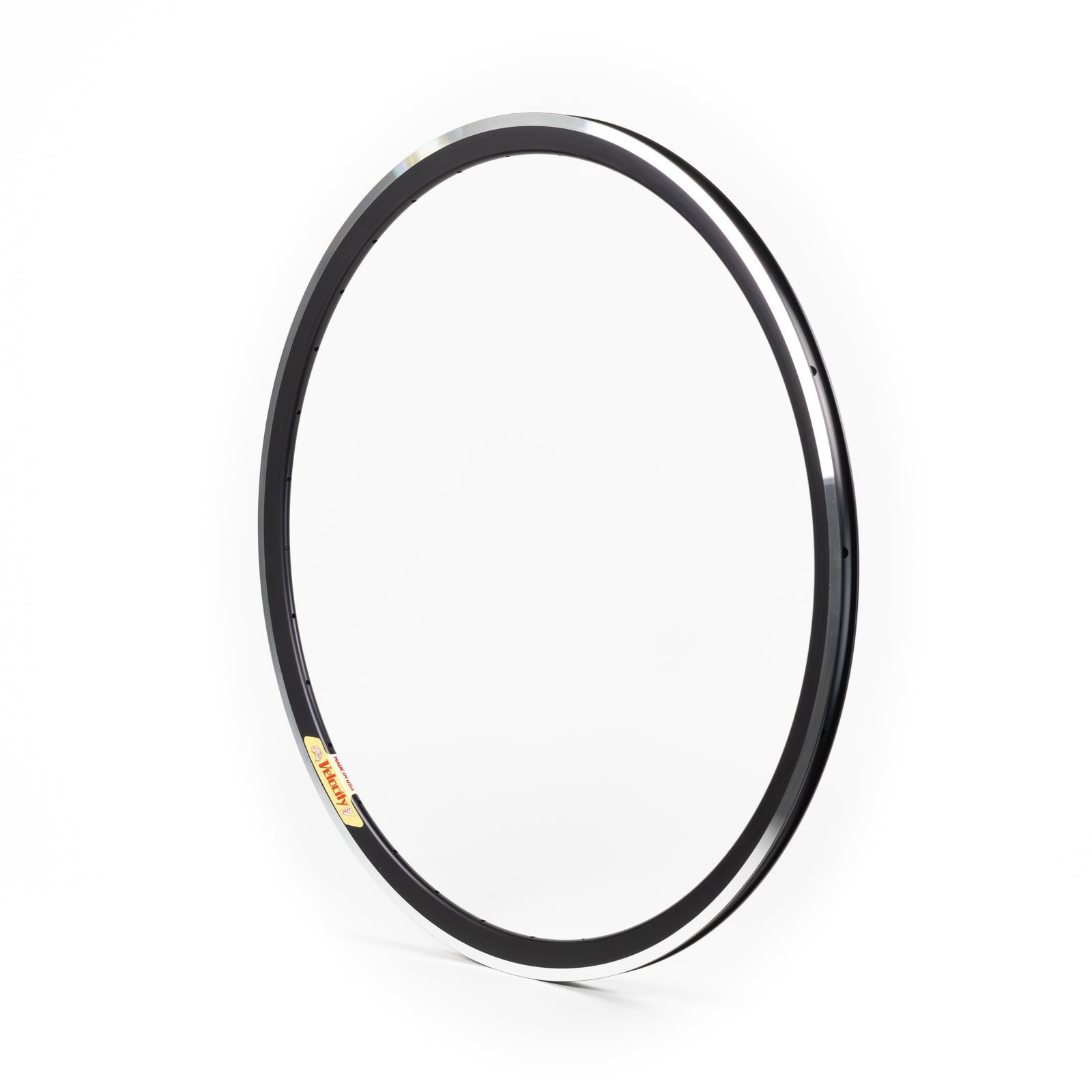 Velocity USA Deep V Black Machined Sidewall bicycle rim on a white background