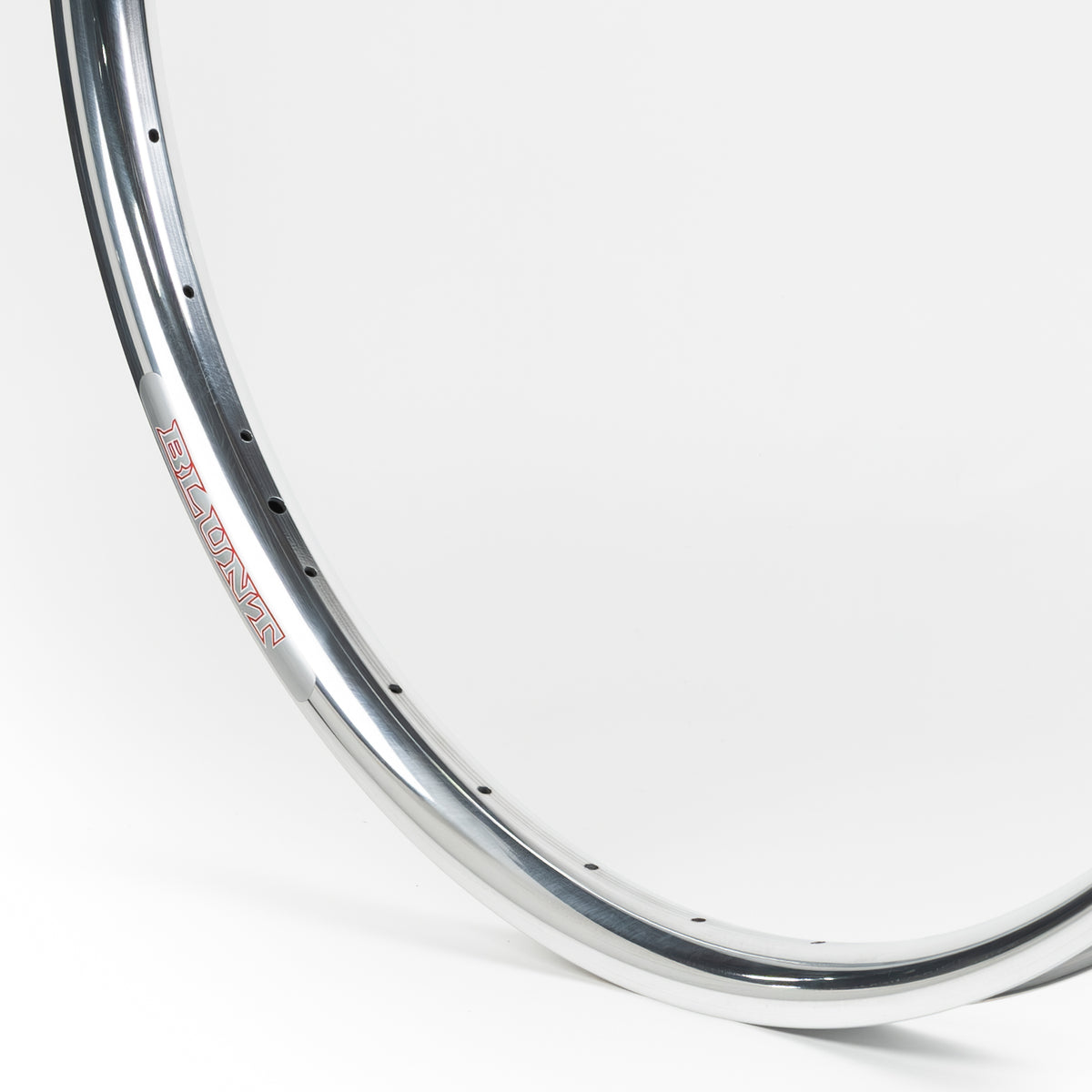 Velocity USA Blunt 35 Polished bicycle rim, close-up shot on a white background