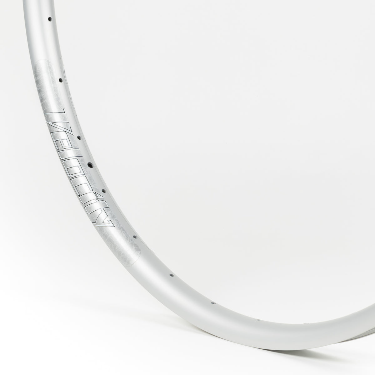 Velocity USA Blunt SS Silver bicycle rim, close-up shot on a white background