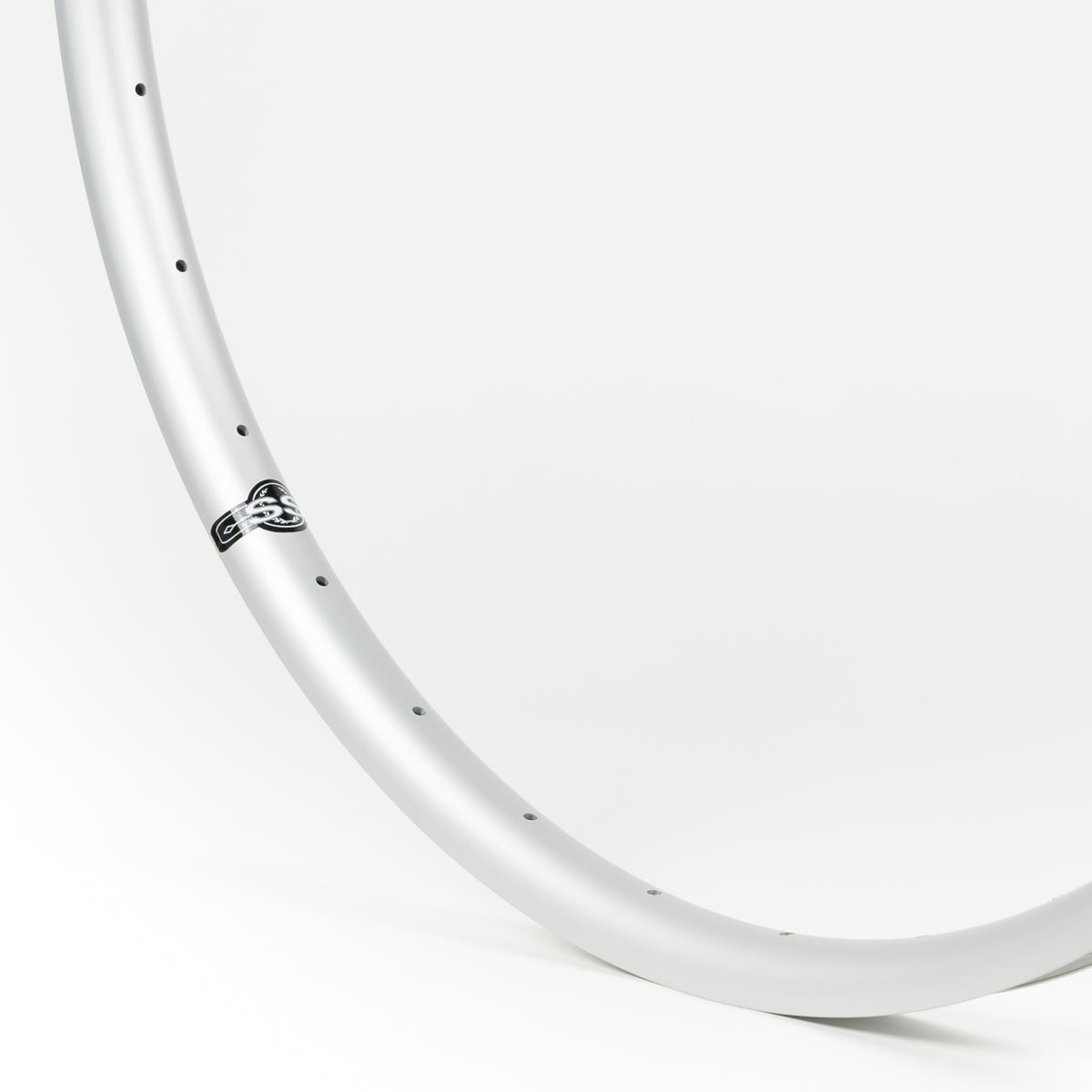 Velocity USA Blunt SS Silver bicycle rim, close-up shot on a white background