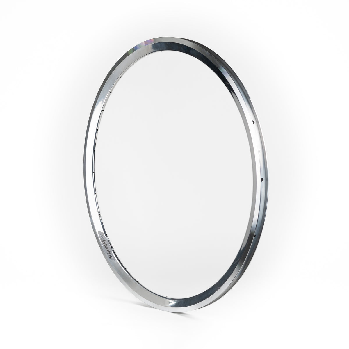 Velocity USA Chukker Polished Machined Sidewall bicycle rim on a white background