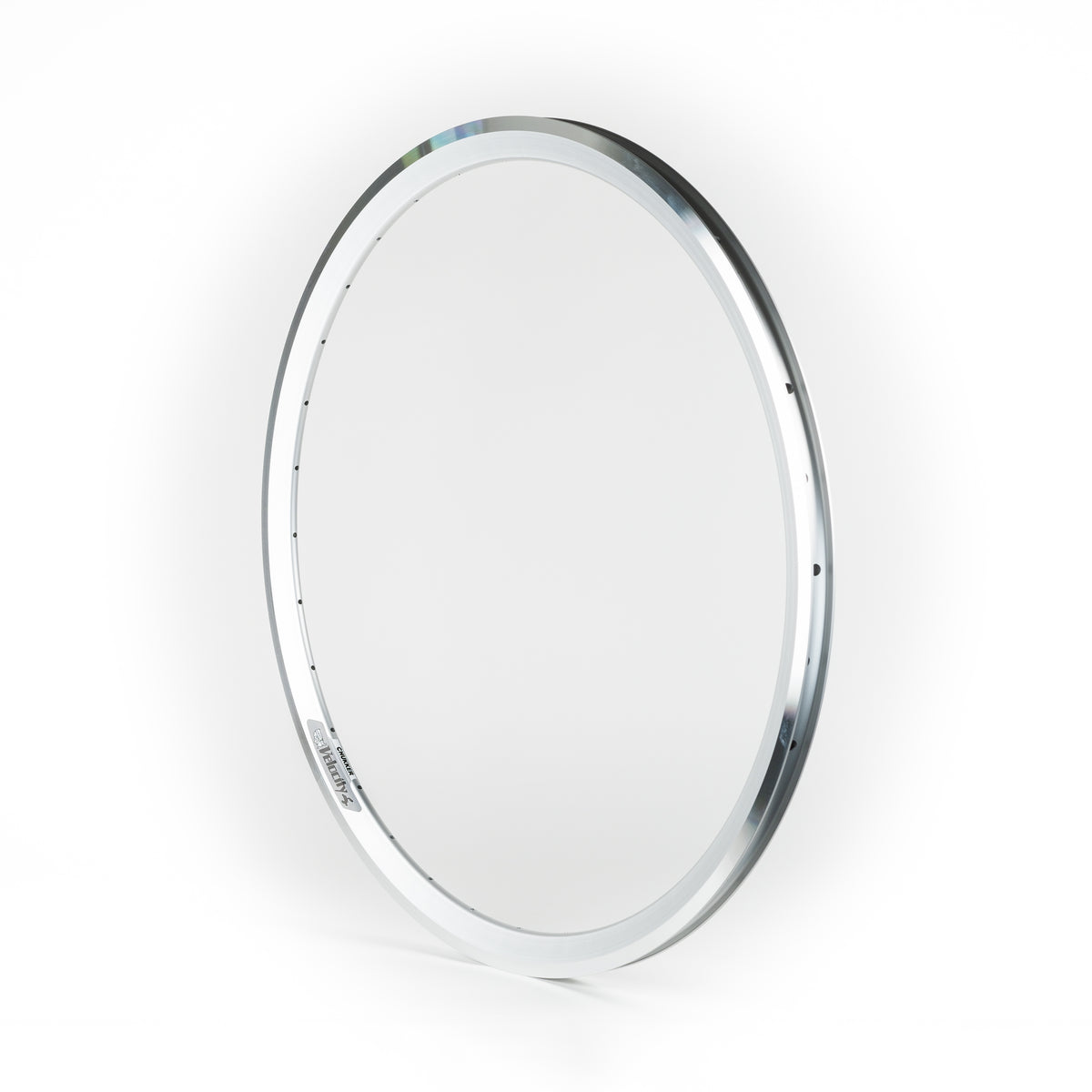 Velocity USA Chukker Silver Machined Sidewall bicycle rim on a white background