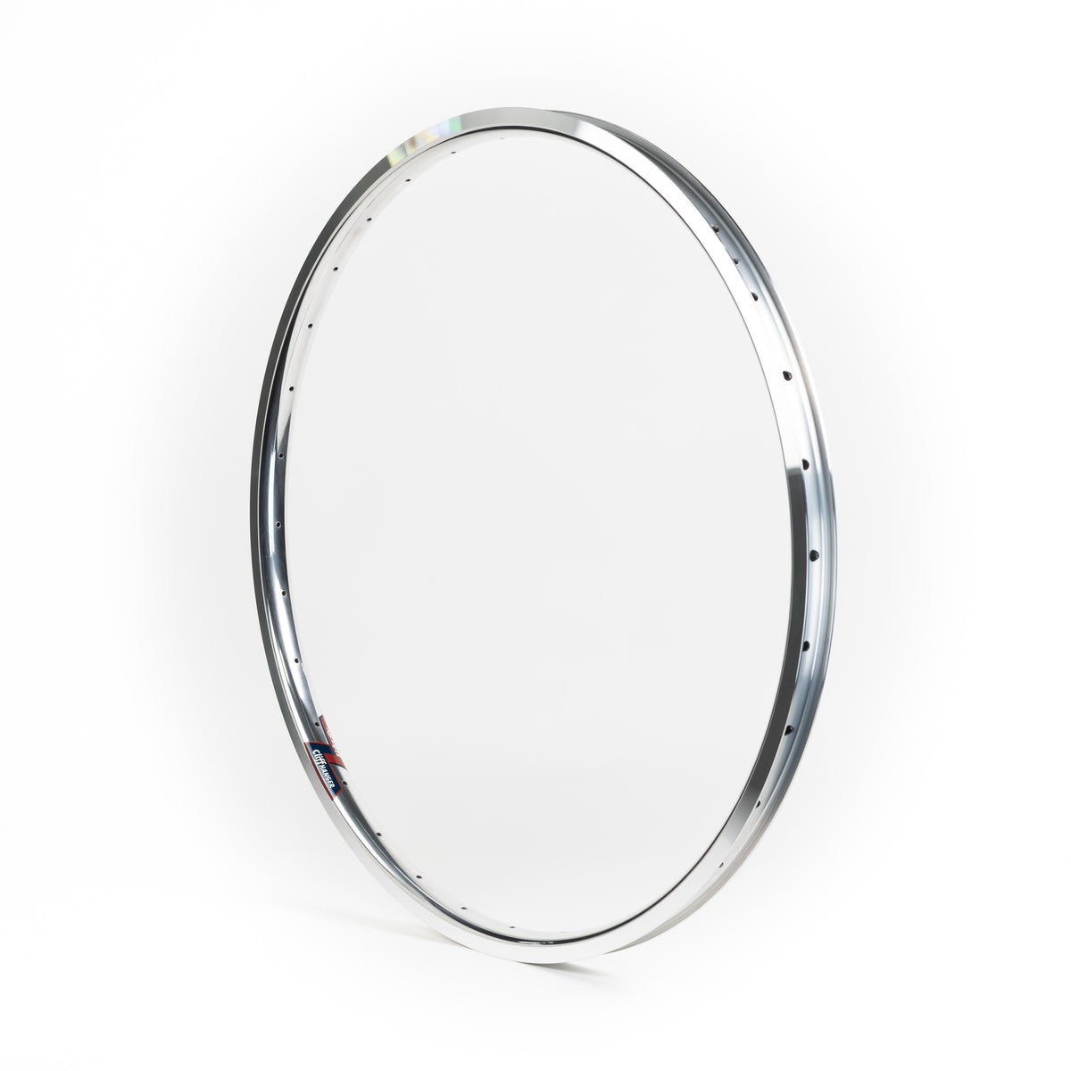 Velocity USA Cliffhanger Polished Machined Sidewall bicycle rim on a white background