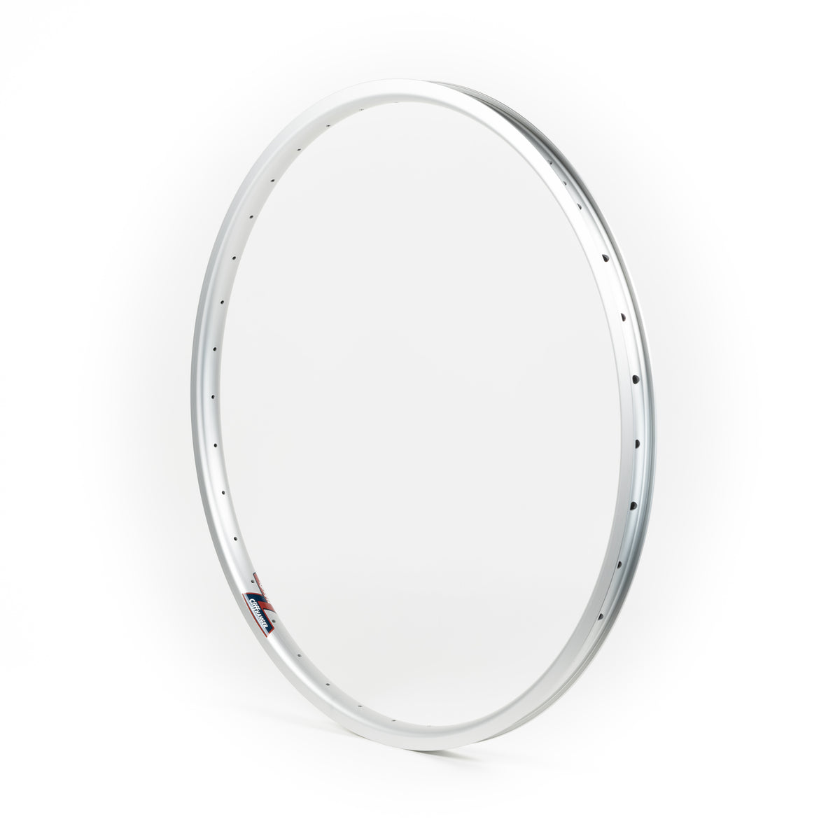 Velocity USA Cliffhanger Silver bicycle rim on a white background