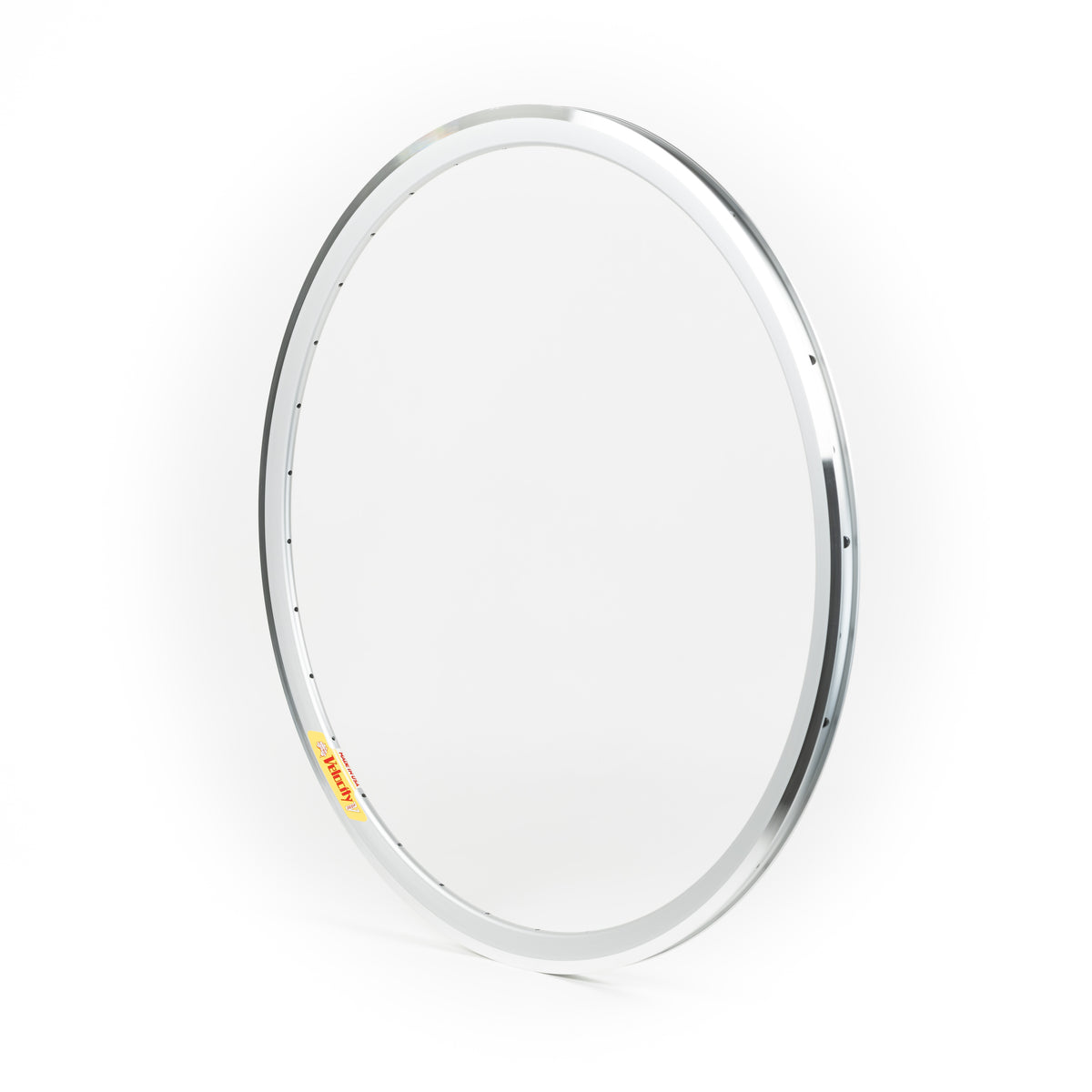 Velocity USA Deep V Silver Machined Sidewall bicycle rim on a white background