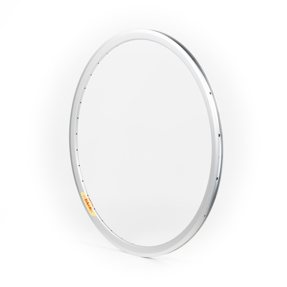 Velocity USA Deep V Silver bicycle rim on a white background
