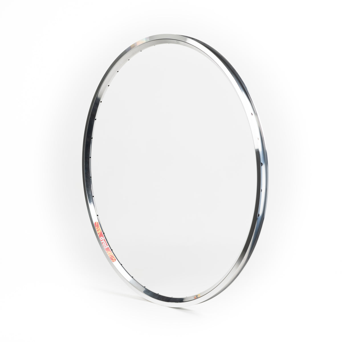 Velocity USA Dyad Polished Machined Sidewall bicycle rim on a white background