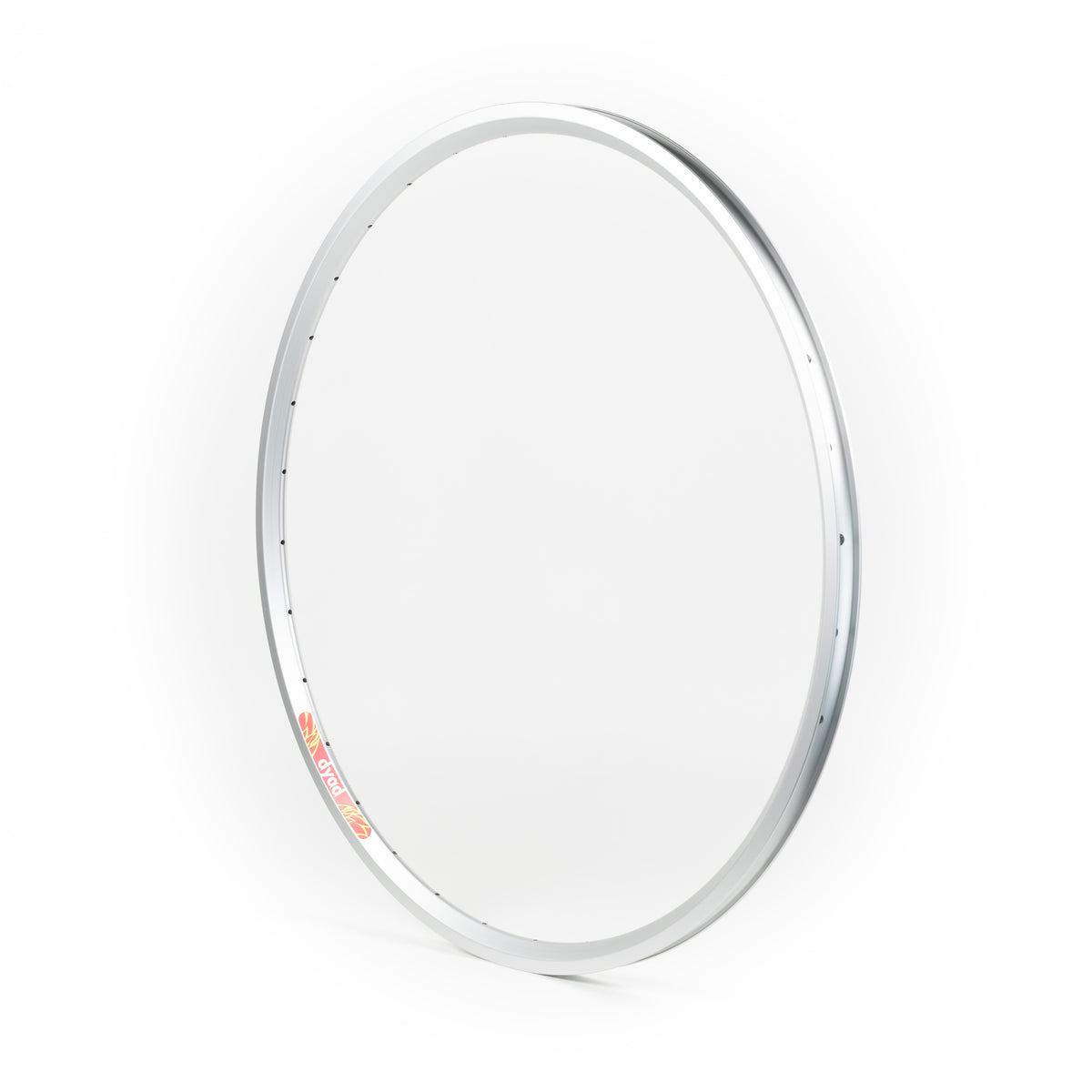Velocity USA Dyad Silver bicycle rim on a white background