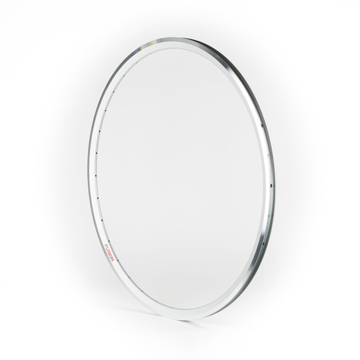 Velocity USA Fusion Silver Machined Sidewall bicycle rim on a white background