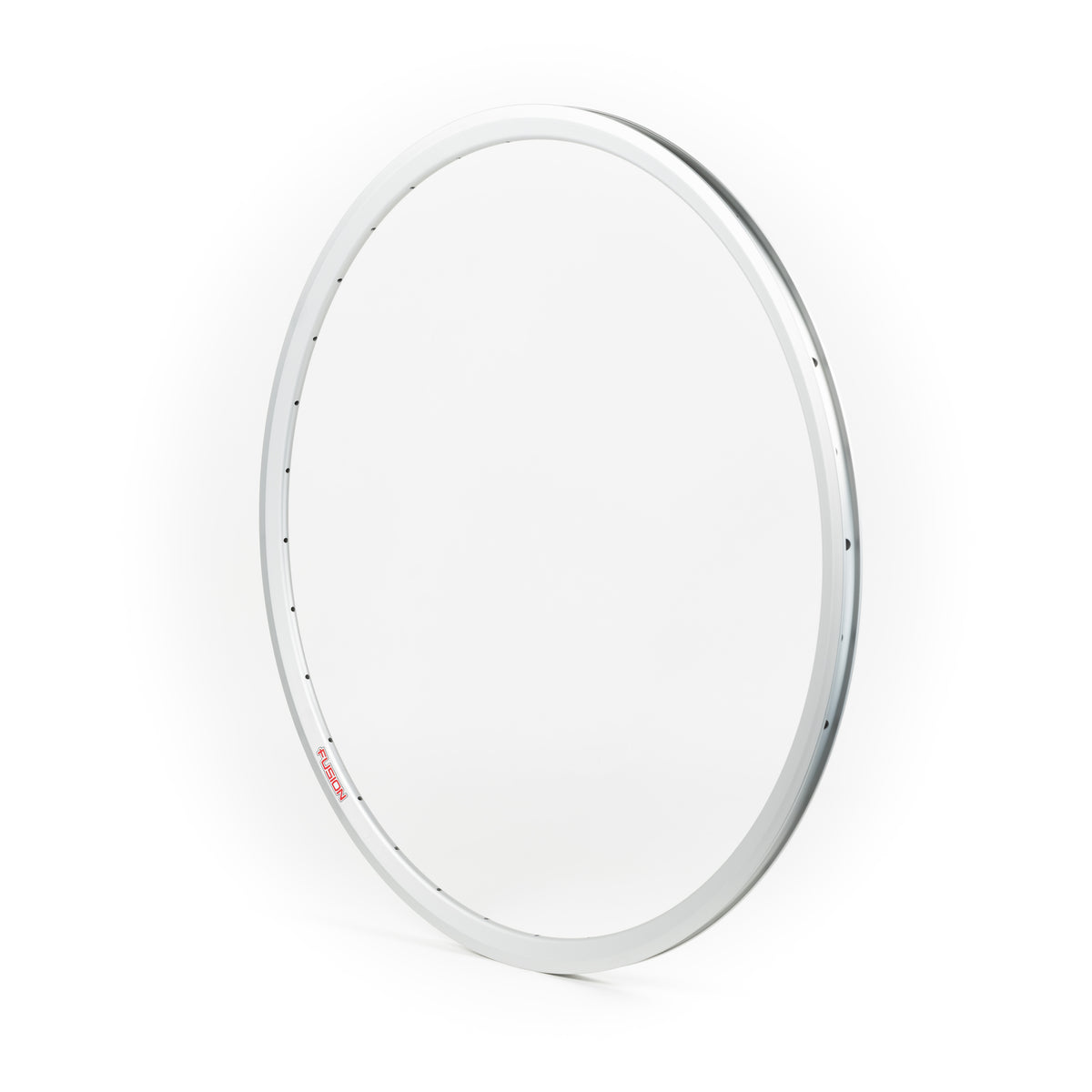 Velocity USA Fusion Silver bicycle rim on a white background