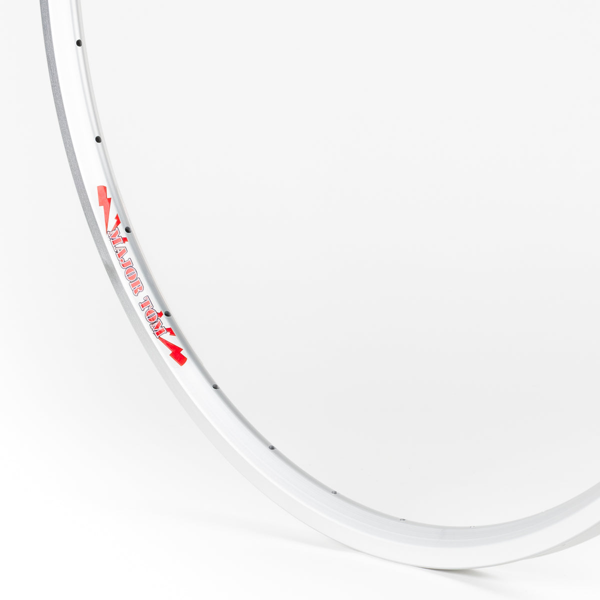 Velocity USA Major Tom Silver Machined Sidewall bicycle rim on a white background