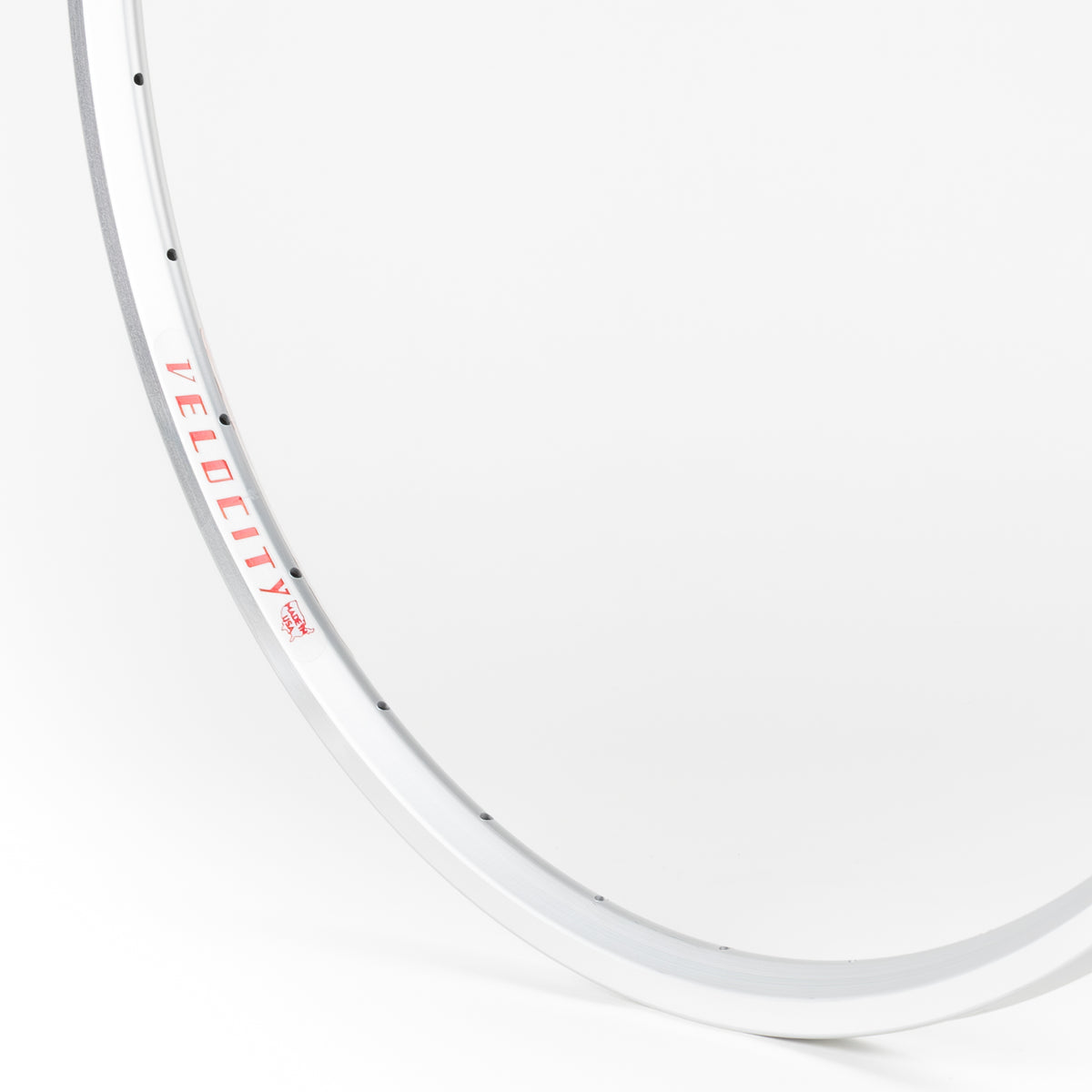 Velocity USA Major Tom Silver Machined Sidewall bicycle rim on a white background