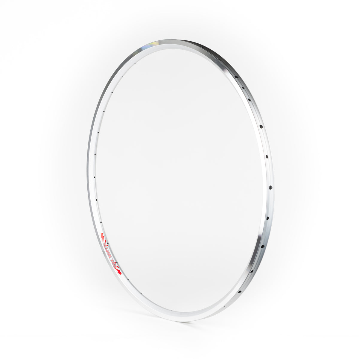 Velocity USA Major Tom Silver Machined Sidewall bicycle rim on a white background